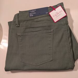 TALBOTS FLAWLESS Olive Green Slim Ankle Jeans | Size 14